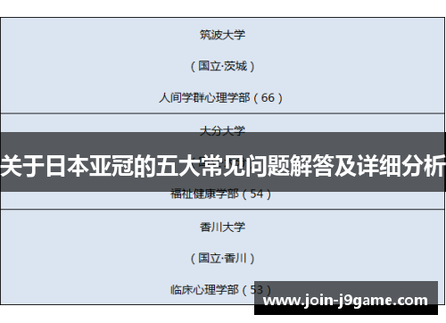 关于日本亚冠的五大常见问题解答及详细分析 关于日本亚冠的五大常见问题解答及详细分析